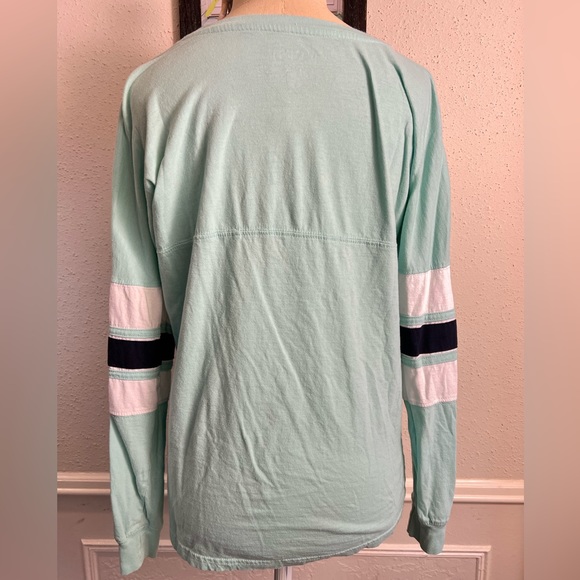 Exist Aqua long-sleeve Tee with Retro Sleeve Stripes - Picture 2 of 5
